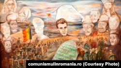 Jurământul. Pictat de cercul pionerilor din Drăgăneşti; oferit de C.J. de partid Olt; ulei pe pânză (24 ianuarie 1978) Sursa: comunismulinromania.ro (MNIR)