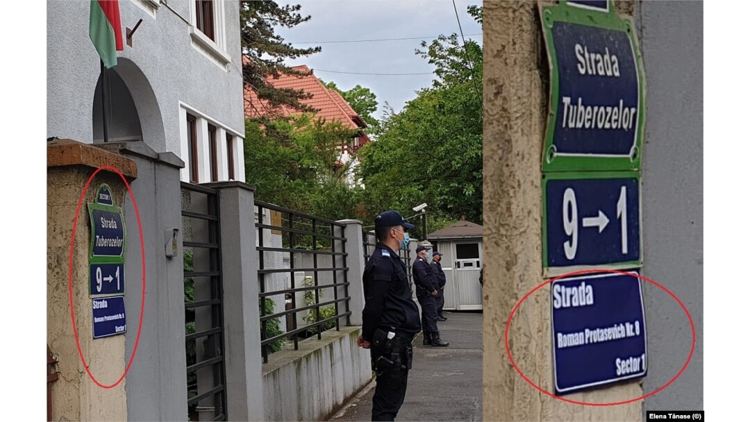 Strada Tuberozelor, pe care se află sediul Ambasadei Republicii Belaruse la București, a fost rebotezată Strada Roman Protasevich