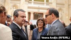 Serbia -- Belgrade, celebration of diplomacy in Serbia, Ivica Dacic and Maja Gojkovic, 29 May 2015