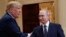U.S. President Donald Trump (left) speaks with Russian President Vladimir Putin after a summit in Finland in 2018. 