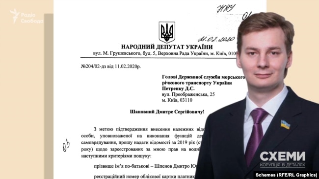 У своїх депутатських зверненнях депутат Шпенов запитував деталі інформації щодо свого водного транспортного засобу