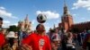 Russian President Vladimir Putin (right) and FIFA President Gianni Infantino at a gala concert on Moscow's Red Square dedicated to the 2018 World Cup football tournament on June 13.