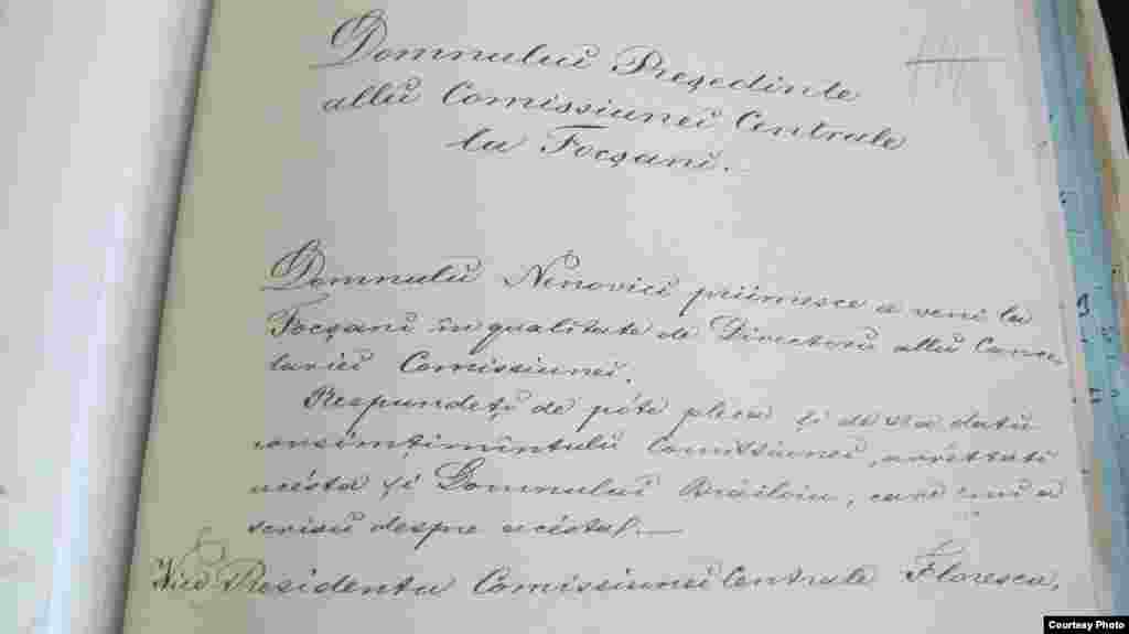 Document aflat la Arhivele Naționale, adresat președintelui comisiei comune de la Focșani. Instituția, menită prin Convenția de la Paris să fie un organism esențial, a căzut repede în desuetudine și a fost desființată.&nbsp;