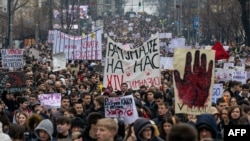 Jedan od protesta na koji su pozvali studenti koji blokiraju desetine fakulteta u zemlji, Beograd 24. januara 2025. godine.