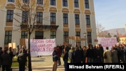 Protest radnika gradskog komunalnog preduzeća, Mostar, januar 2014. 