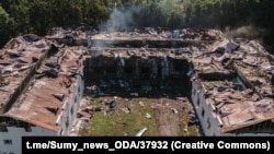 Buildings at Sumy State University after a Russian attack on August 18, 2025.
