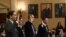 Professors Noah Feldman, (left to right) Pamela Karlan, Michael Gerhardt, and Jonathan Turley take the oath during a House Judiciary Committee hearing on Capitol Hill in Washington, D.C., on December 4.