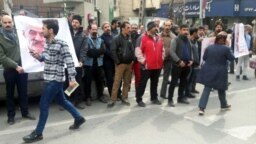 Protest of Gonabadi Dervishes in front of a police station in Tehran, on February 19, 2018.
