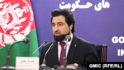 نصرت رحیمی سخنگوی وزارت داخله افغانستان حین صحبت در یک کنفرانس خبری در کابل. 07 April 2019