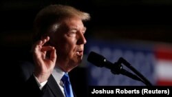 U.S. President Donald Trump announces his strategy for the war in Afghanistan during an address from Fort Myer, Virginia, U.S., on August 21.