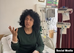 Narges Mohammadi, pictured on May 10, is currently receiving specialized treatment at a hospital in Tehran.