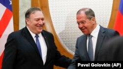 Russian Foreign Minister Sergei Lavrov (right) and U.S. Secretary of State Mike Pompeo (left) have met several times over the past year. (file photo)