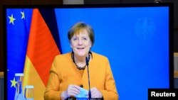 Cancelara Germaniei, Angela Merkel în timpul reuniunii Consiliului european, Bruxelles, 5 martie 2021