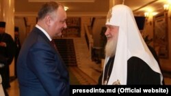 Președintele Igor Dodon și Patriarhul KIril al Rusiei, Moscova, 25 decembrie 2017 