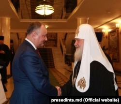 Igor Dodon și Patriarhul Kirill la Moscova, 25 decembrie 2017