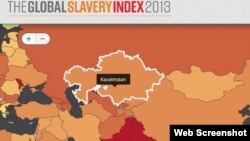 Казахстан на карте, составленной авторами рейтинга мирового рабства Global Slavery Index 2013.