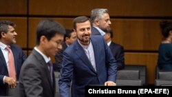 AUSTRIA -- Iran's governor to International Atomic Energy Agency (IAEA), Kazem Gharib Abadi (C), attends the board of governors meeting at the IAEA headquarters of the United Nations (UN) seat in Vienna, July 10, 2019