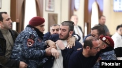 Armenia - Police officers use force against opposition members of Yerevan's municipal council, January 31, 2025.