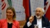 محمدجواد ظریف، وزیر خارجه ایران و فدریکا موگرینی، مسئول سیاست خارجی اتحادیه اروپا 