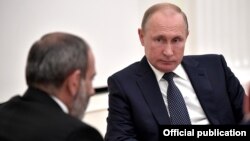 Russia - President Vladimir Putin meets with Armenian Prime Minister Nikol Pashinian in Moscow, 13 June 2018.
