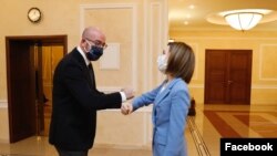 Președintele Consiliului European Charles Michel, și președinta R. Moldova, Maia Sandu, Chișinău, 2 februarie