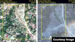 Nagorno-Karabakh - Satellite images of a cemetery in the Karabakh village of Mets Tagher taken before and after the 2020 war.