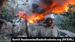 The aftermath of a Russian attack on Kyiv early on June 2.