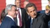 Armenia - French President Nicolas Sarkozy is greeted by his Armenian counterpart Serzh Sarkisian at Yerevan airport, 06Oct2011.