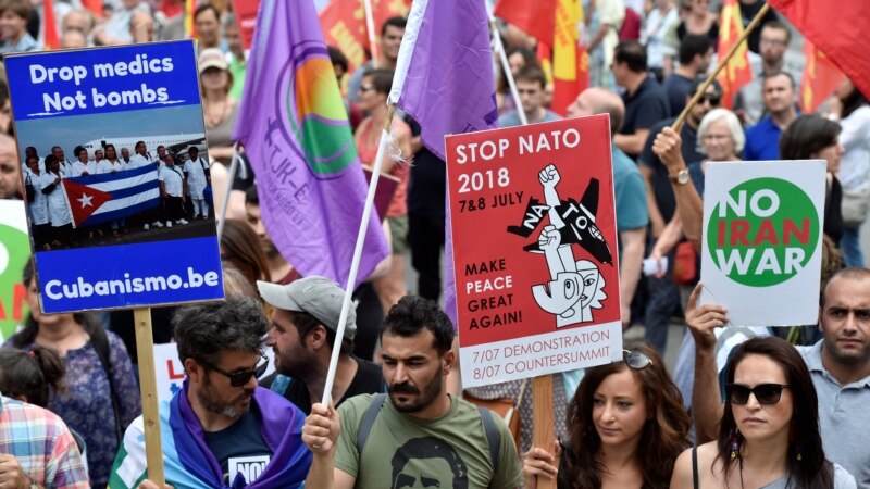 صدها تن در مخالفت با سیاست‌های دونالد ترمپ در بروکسل دست به اعتراض زدند