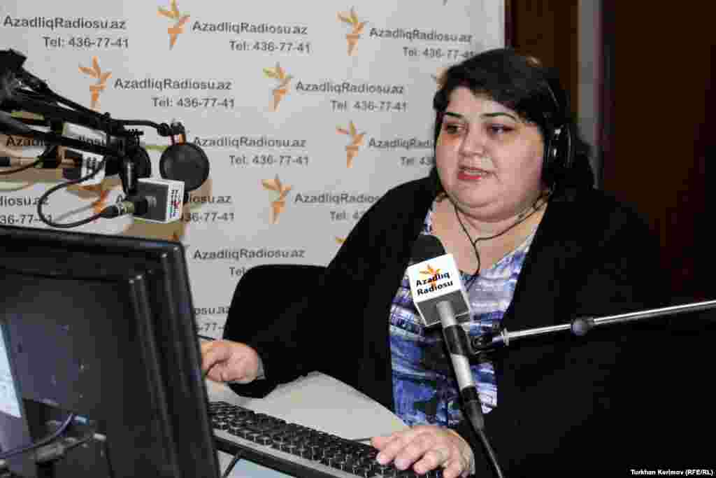Ismayilova working in RFE/RL&#39;s Baku bureau in March 2012