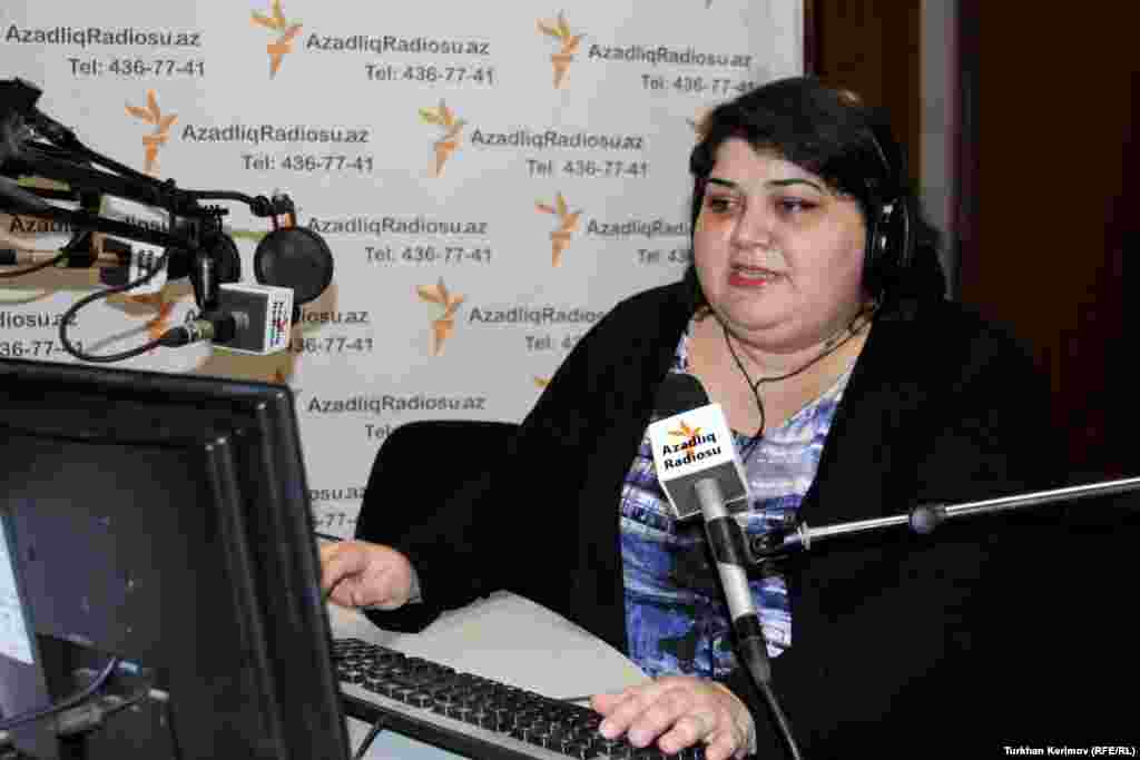 Ismayilova working in RFE/RL's Baku bureau in March 2012