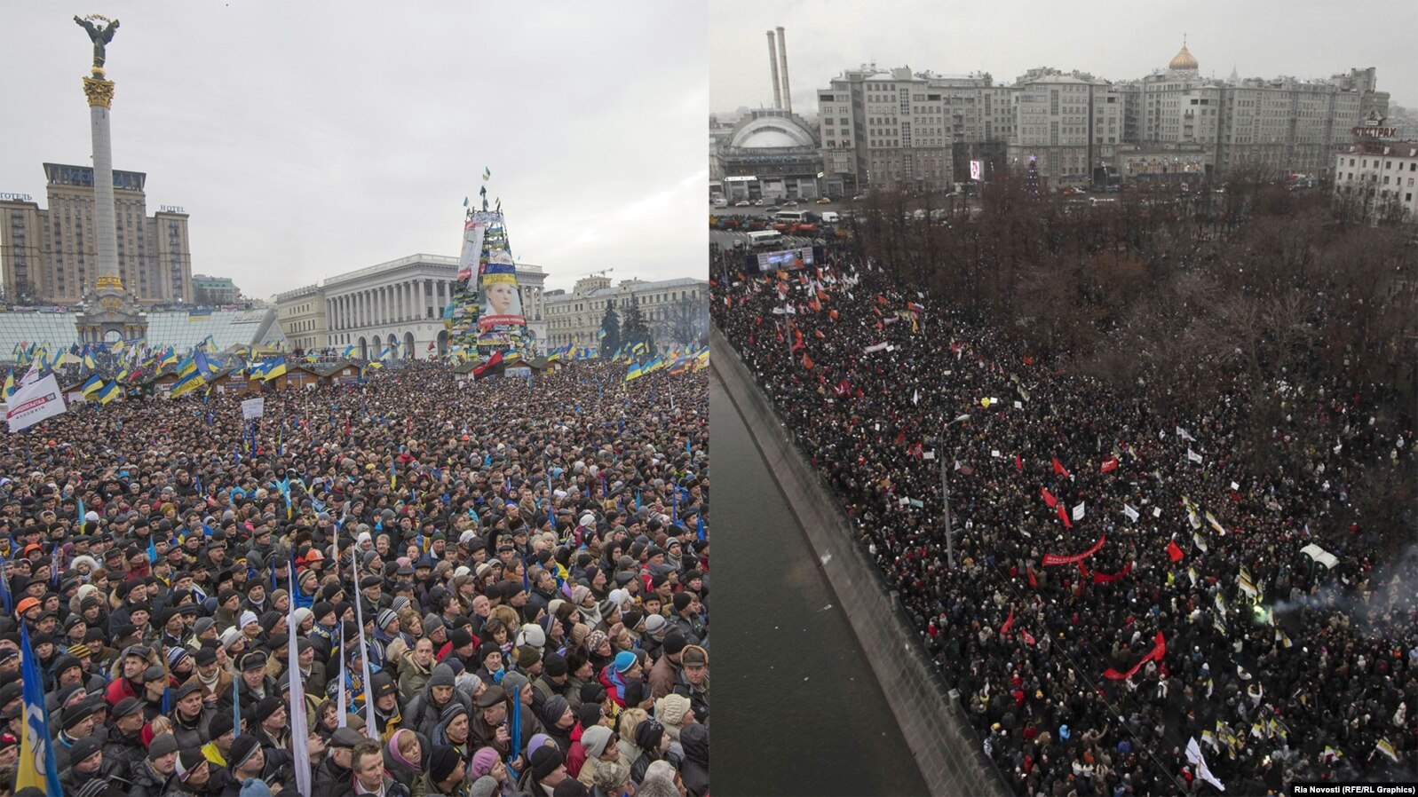 A tale of two cities. Which is Moscow and which is Kyiv?