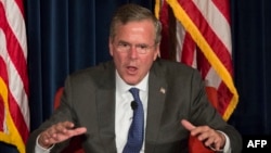 Republican presidential hopeful and former Florida Governor Jeb Bush delivers a foreign policy address earlier this year at the Ronald Reagan Presidential Library in California.