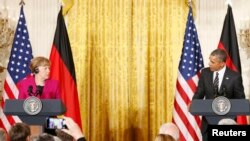 Ангела Меркель и Барак Обама во время пресс-конференции в Белом доме