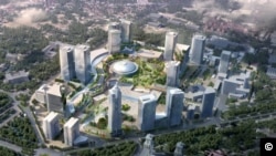Proiectul de la Romexpo ar cuprinde 14 clădiri, unele cu 42 de etaje, un parc acvatic și mai multe muzee. USR spune că statul ar pierde 400 de milioane de euro din această afacere. Imagine cu schița proiectului de la Romexpo. 