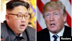 Lideri i Koresë së Veriut, Kim Jong Un dhe presidenti i Shteteve të Bashkuara, Donald Trump 
