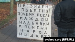 Belarus - The pensioner Nikolai Chernous held a picket in Baranavichy, November 5, 2017