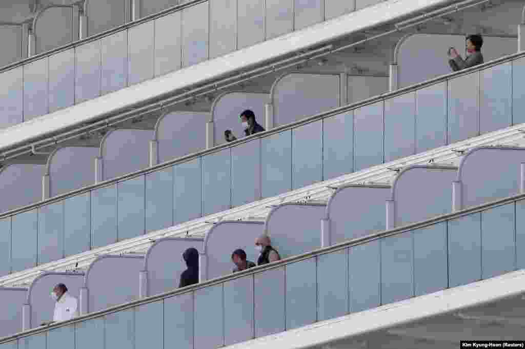 Passengers on the decks on the Diamond Princess. According to a crew member who spoke to RFE/RL, the vast majority of the passengers are over 50 years old. Coronavirus is known to kill mostly elderly or weak patients. &nbsp;