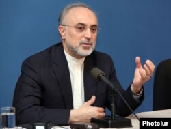 Armenia - Iranian Foreign Minister Ali Akbar Salehi at a news conference in Yerevan, 08Nov2011.