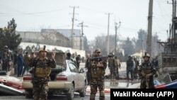 FILE Afghan soldiers at the site of a suicide car bomb attack in Kabul on March 2