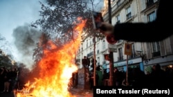 Эпизод протестной акции в Париже, 28 ноября 2020 года