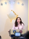 Presidentja e Kosovës, Vjosa Osmani në konferencën për media më 9 shtator. 