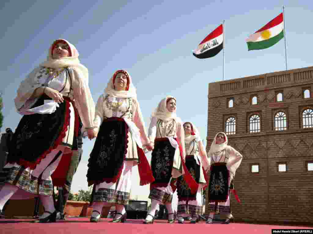 A Greek folklore dance ensemble performs in Iraq. 