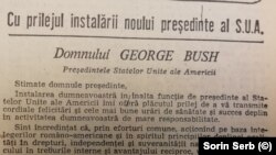 Mesajul lui Ceaușescu la învestirea lui George Bush