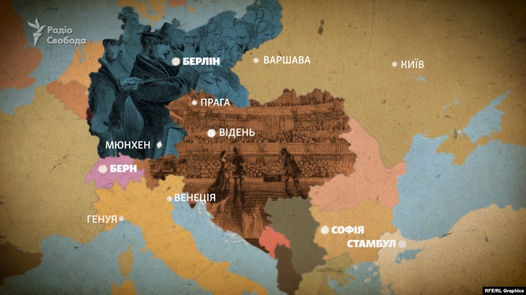 Основні європейські міста, в яких була Леся Українка (Лариса Косач-Квітка)