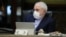 Iranian Foreign Minister Mohammad Javad Zarif wearing a protective mask during a cabinet meeting in Tehran. 