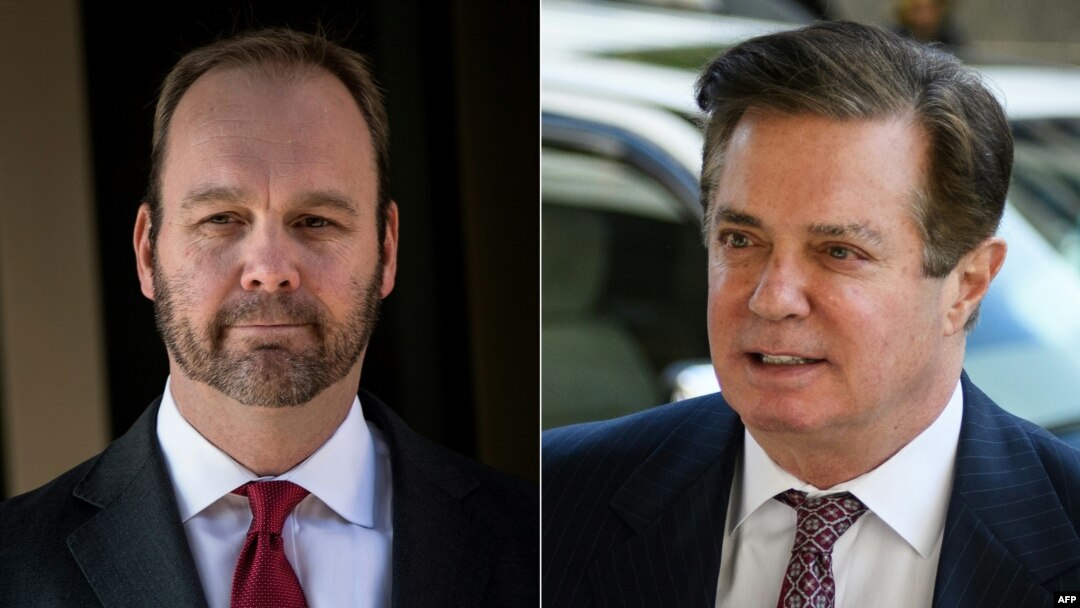 A composite file photo of Rick Gates (left) and Paul Manafort, who both worked on Donald Trump's U.S. presidential campaign. 
