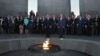 Armenia - President Serzh Sargsyan and French President François Hollande visit the Armenian Genocide memorial in Yerevan, 12May2014.