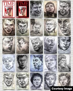 Lena Keydizin çəkdiyi Nemtsov portretləri