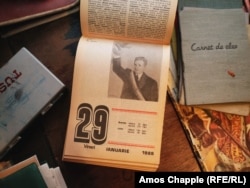 A calendar features Nicolae Ceausescu in the Museum of the Communist Consumer in the western Romanian city of Timisoara.